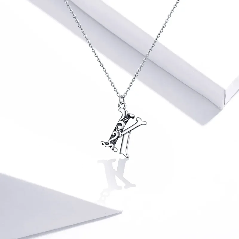 (image for) Pandora Style Silver Lucky Letter K Necklace - SCN403 - View 5