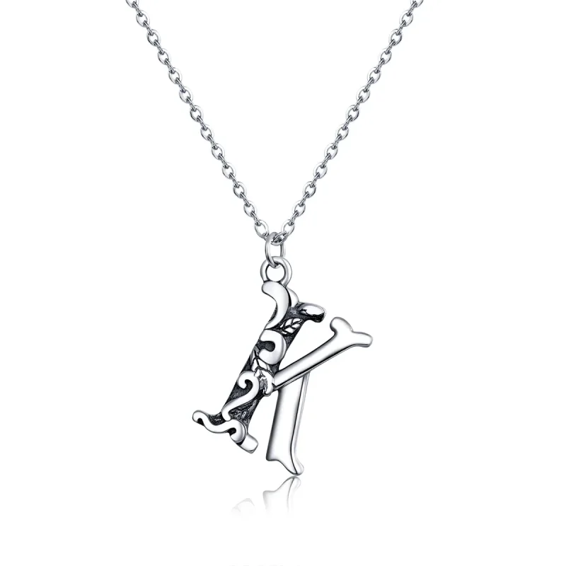 (image for) Pandora Style Silver Lucky Letter K Necklace - SCN403