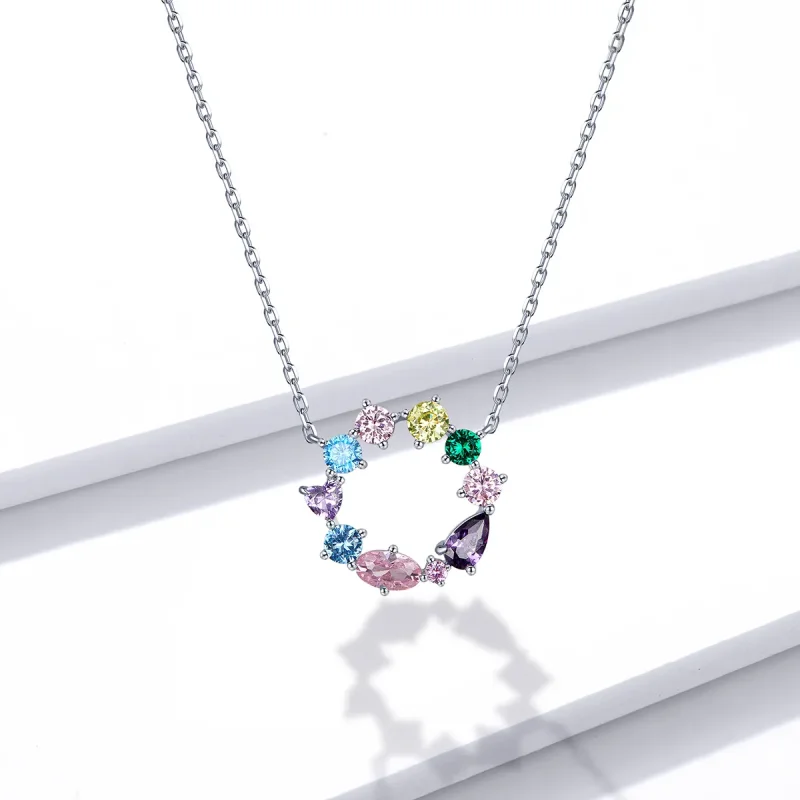 (image for) Pandora Style Silver Lucky Wreath Pendant Necklace - BSN178 - View 6