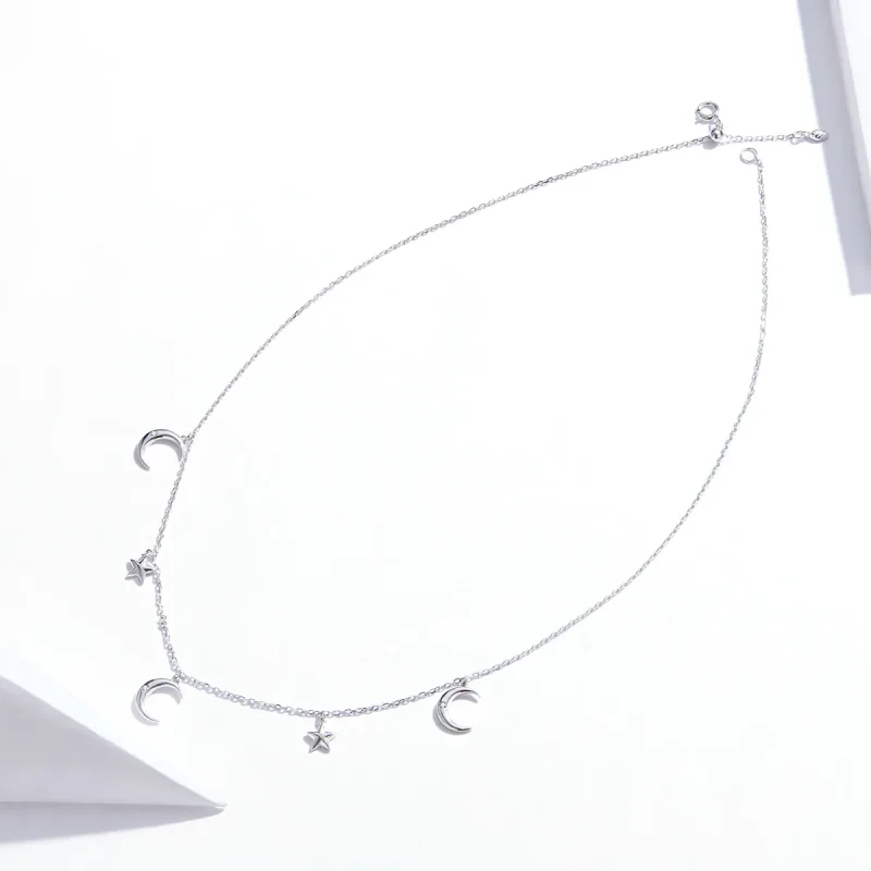 (image for) Pandora Style Silver Moon And Star Pendant Necklace - SCN411 - View 4