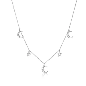 (image for) Pandora Style Silver Moon And Star Pendant Necklace - SCN411