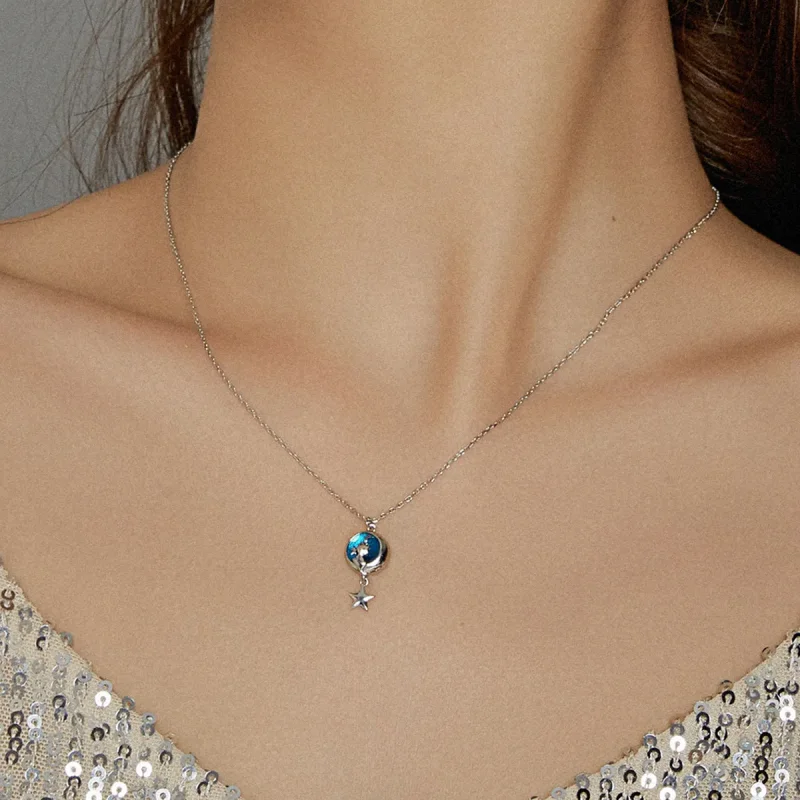(image for) Pandora Style Silver Moon & Cat Pendant Necklace - SCN422 - View 7