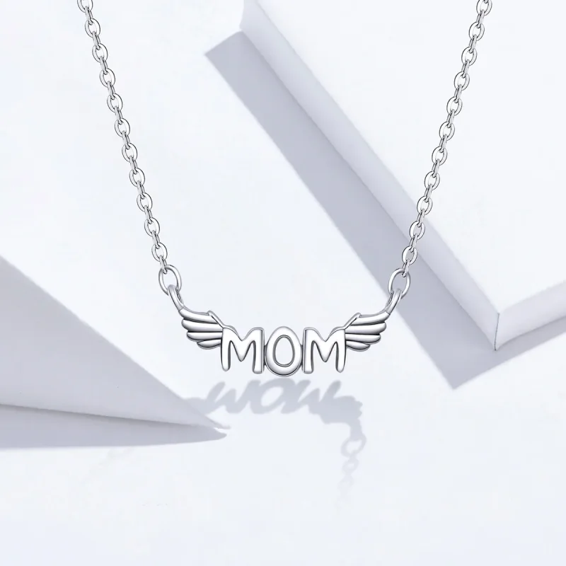 (image for) Pandora Style Silver My Mom Is My Guardian Angel Necklace - SCN397 - View 2