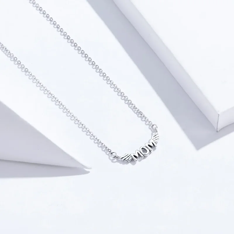 (image for) Pandora Style Silver My Mom Is My Guardian Angel Necklace - SCN397 - View 3