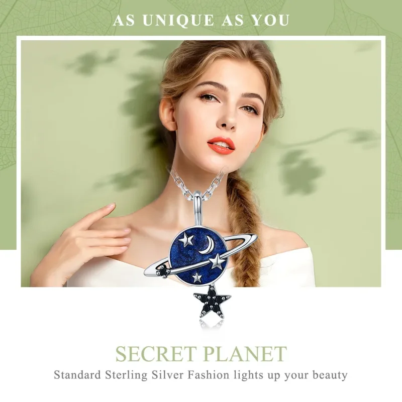 (image for) Pandora Style Silver Mysterious Planet Necklace - SCN230 - View 2
