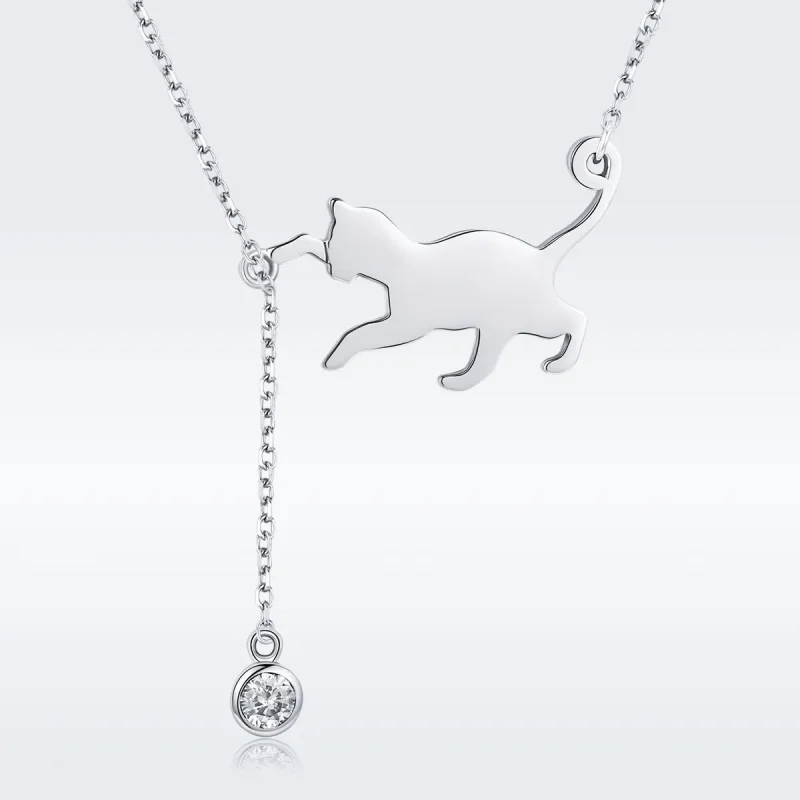 (image for) Pandora Style Silver Naughty Kitten Necklace - SCN232 - View 3