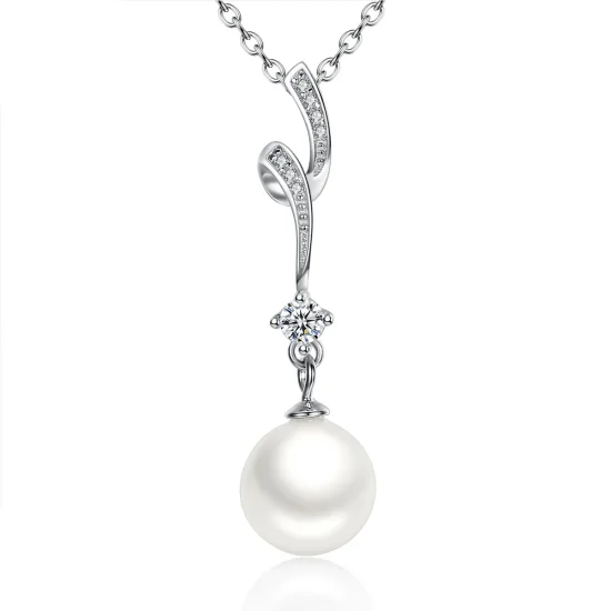 (image for) Pandora Style Silver Necklace with Pearl Pendnat- SCN048