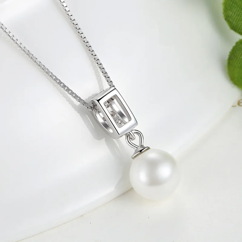 (image for) Pandora Style Silver Necklace with Pearl - SCN030 - View 6