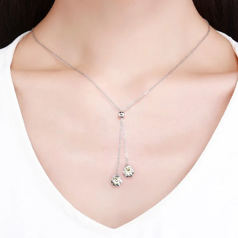 (image for) Pandora Style Silver Paw Trail Necklace - SCN291 - View 5
