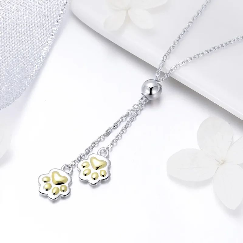 (image for) Pandora Style Silver Paw Trail Necklace - SCN291 - View 6
