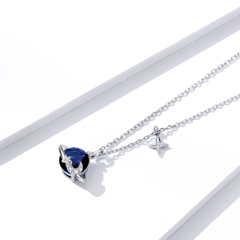 (image for) Pandora Style Silver Planet Pendant Necklace - BSN166 - View 2