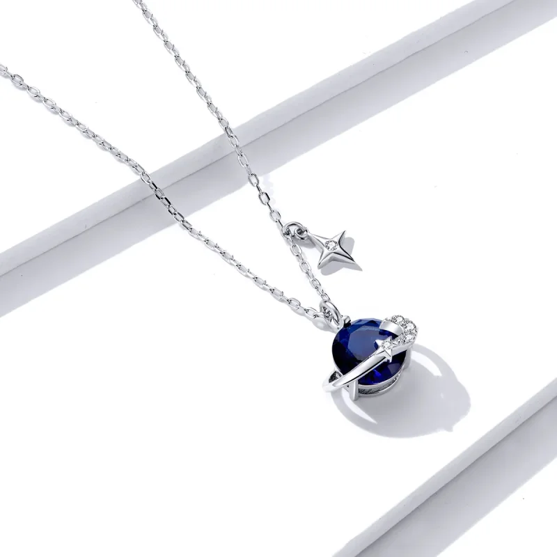 (image for) Pandora Style Silver Planet Pendant Necklace - BSN166 - View 3