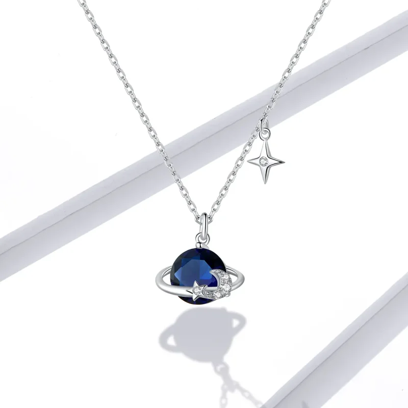 (image for) Pandora Style Silver Planet Pendant Necklace - BSN166 - View 5