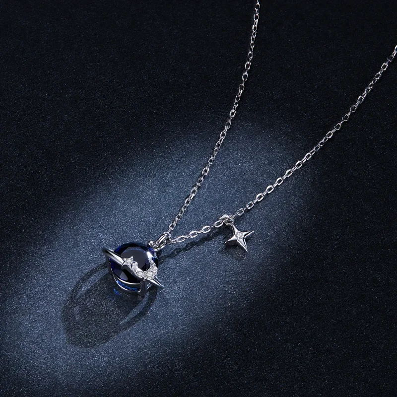 (image for) Pandora Style Silver Planet Pendant Necklace - BSN166 - View 6