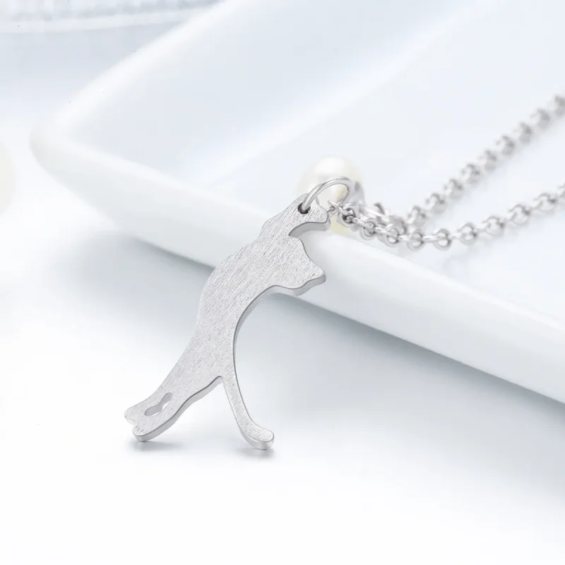 (image for) Pandora Style Silver Playful Kitten Necklace - SCN175 - View 5