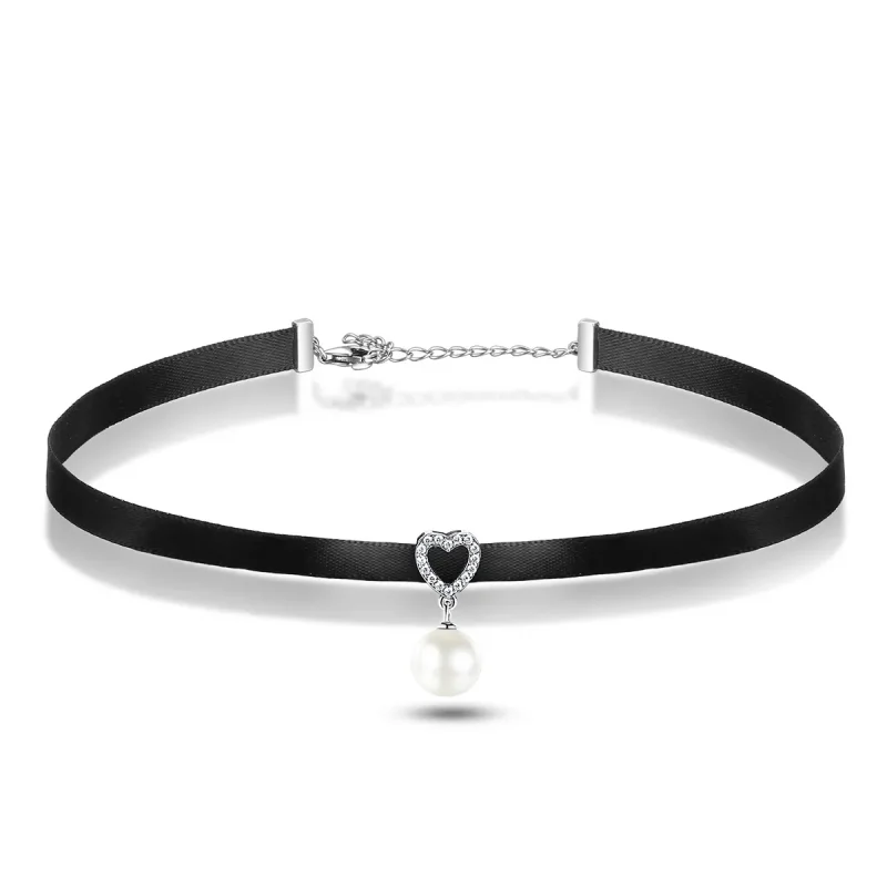 (image for) Pandora Style Silver Pure Heart Choker - SCN070 - View 2