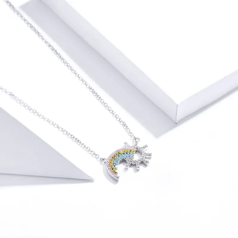 (image for) Pandora Style Silver Rainbow Necklace - SCN366 - View 3