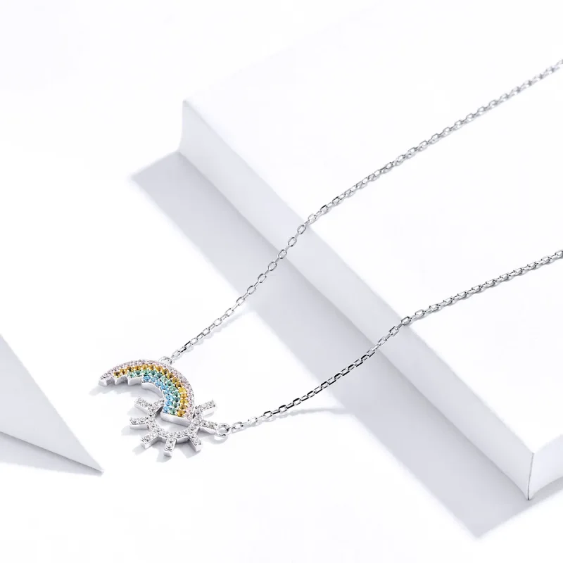 (image for) Pandora Style Silver Rainbow Necklace - SCN366 - View 4