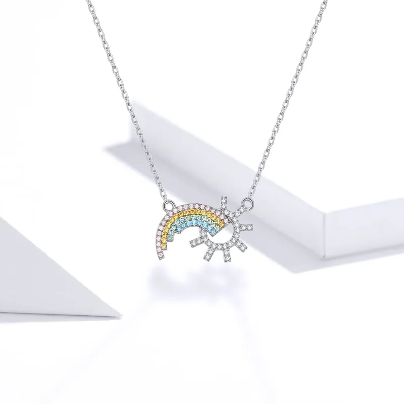 (image for) Pandora Style Silver Rainbow Necklace - SCN366 - View 5