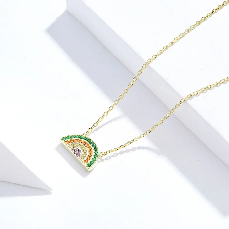 (image for) Pandora Style Silver Rainbow Necklace - SCN378 - View 3