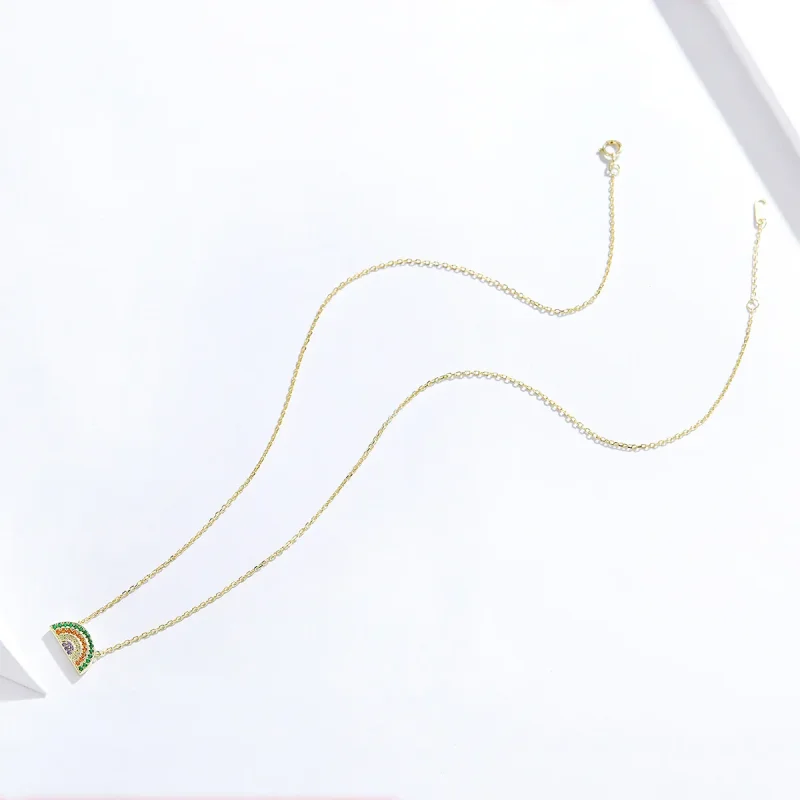 (image for) Pandora Style Silver Rainbow Necklace - SCN378 - View 4