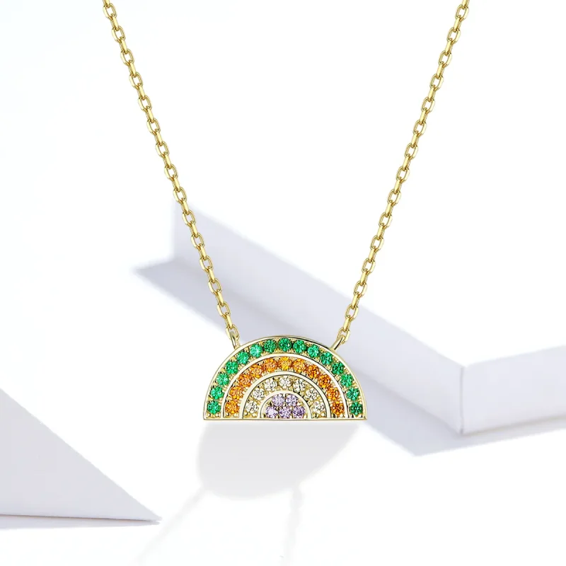 (image for) Pandora Style Silver Rainbow Necklace - SCN378 - View 5