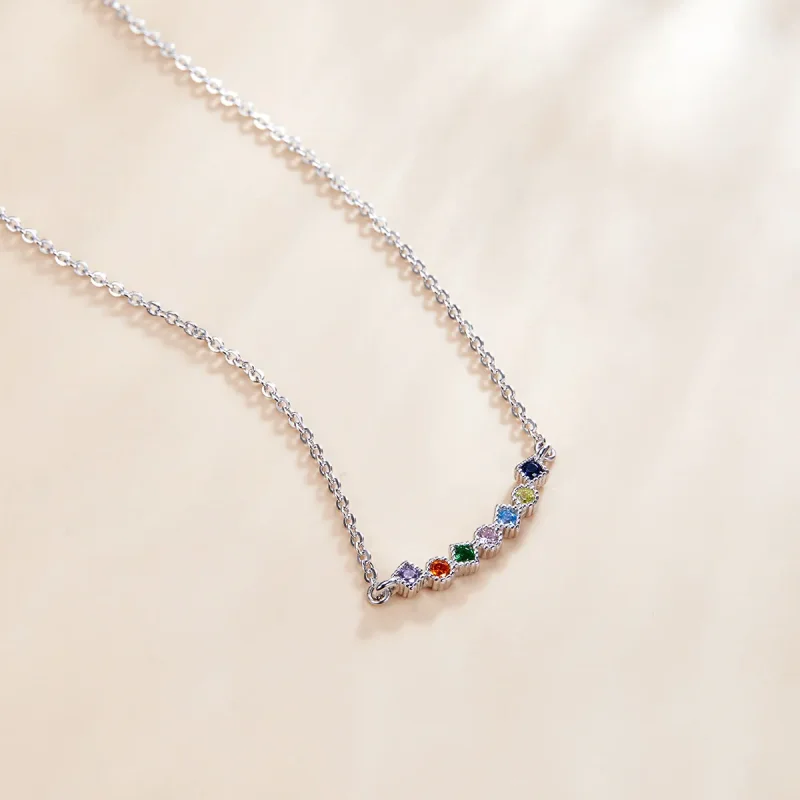 (image for) Pandora Style Silver Rainbow Pendant Necklace - SCN451 - View 3
