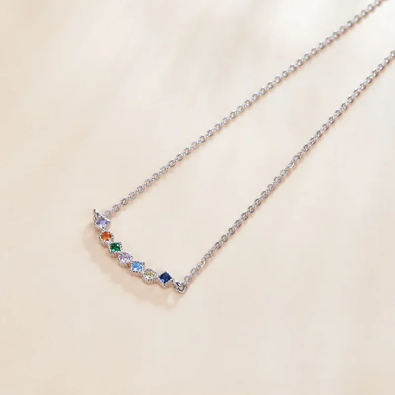 (image for) Pandora Style Silver Rainbow Pendant Necklace - SCN451 - View 4