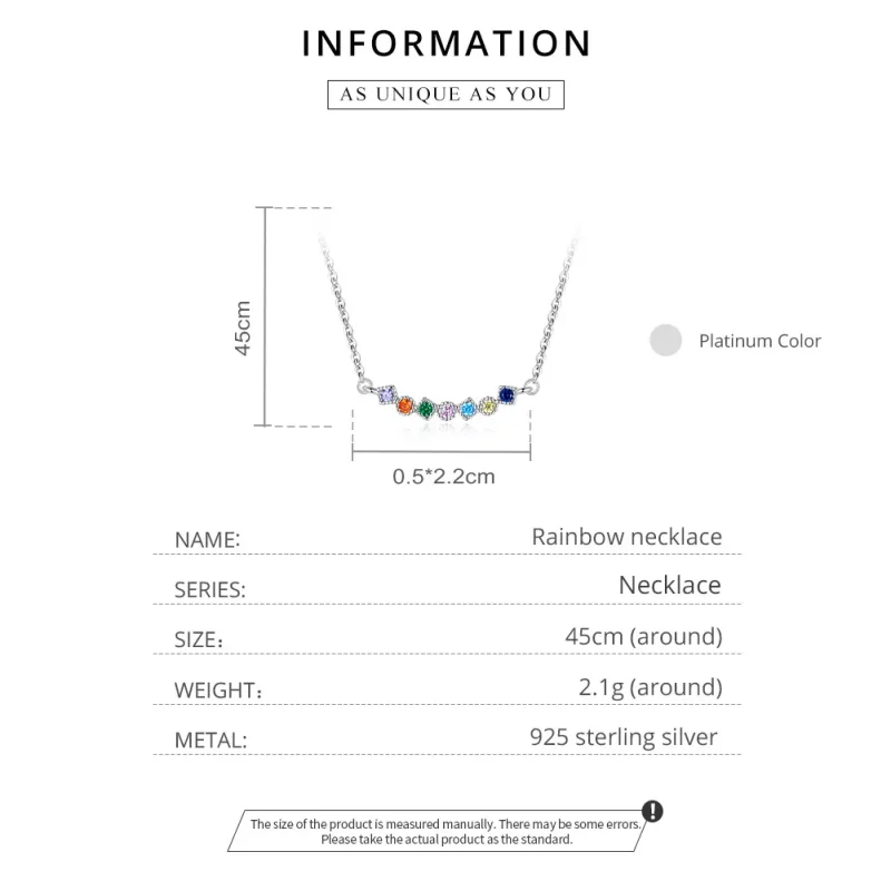 (image for) Pandora Style Silver Rainbow Pendant Necklace - SCN451 - View 8