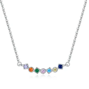 (image for) Pandora Style Silver Rainbow Pendant Necklace - SCN451