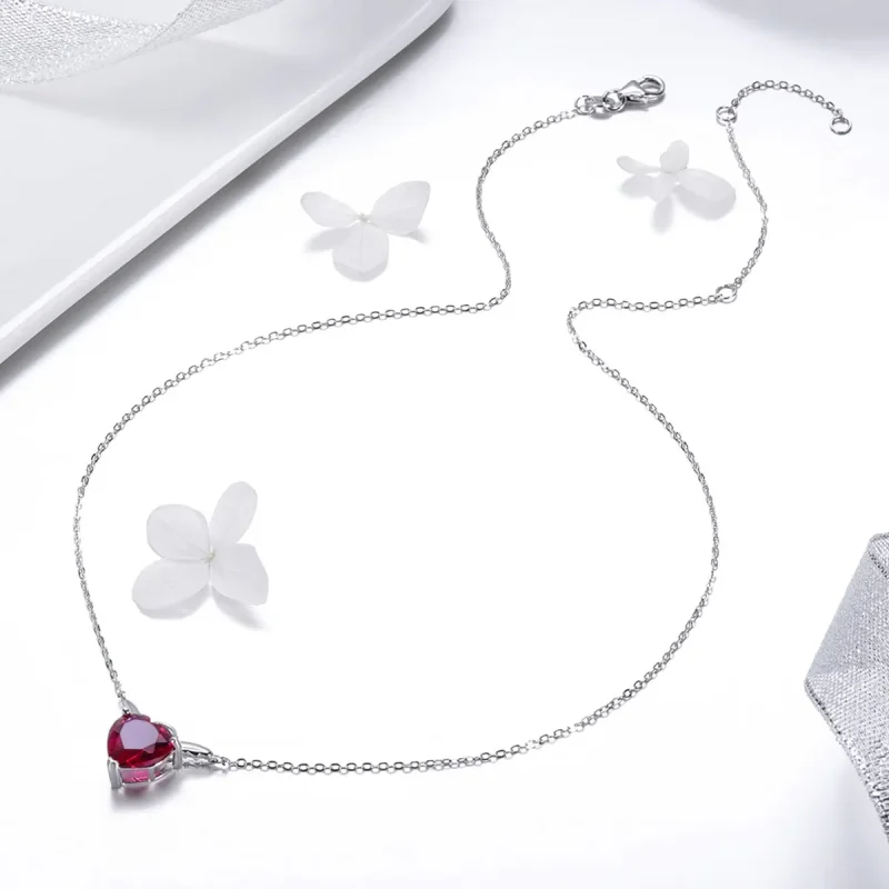 (image for) Pandora Style Silver Red Angel Heart Necklace - SCN285 - View 5