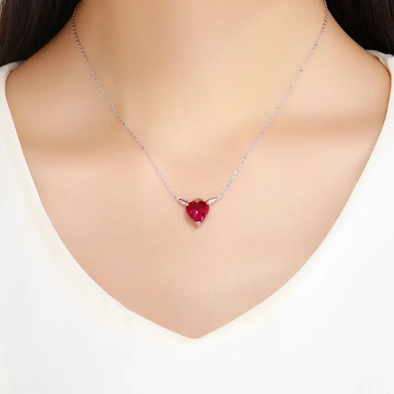 (image for) Pandora Style Silver Red Angel Heart Necklace - SCN285 - View 6