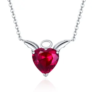 (image for) Pandora Style Silver Red Angel Heart Necklace - SCN285