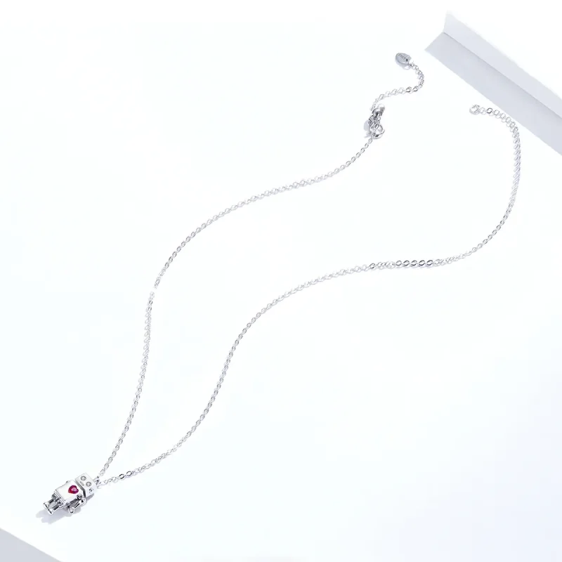 (image for) Pandora Style Silver Robot of Love Necklace - SCN388 - View 2