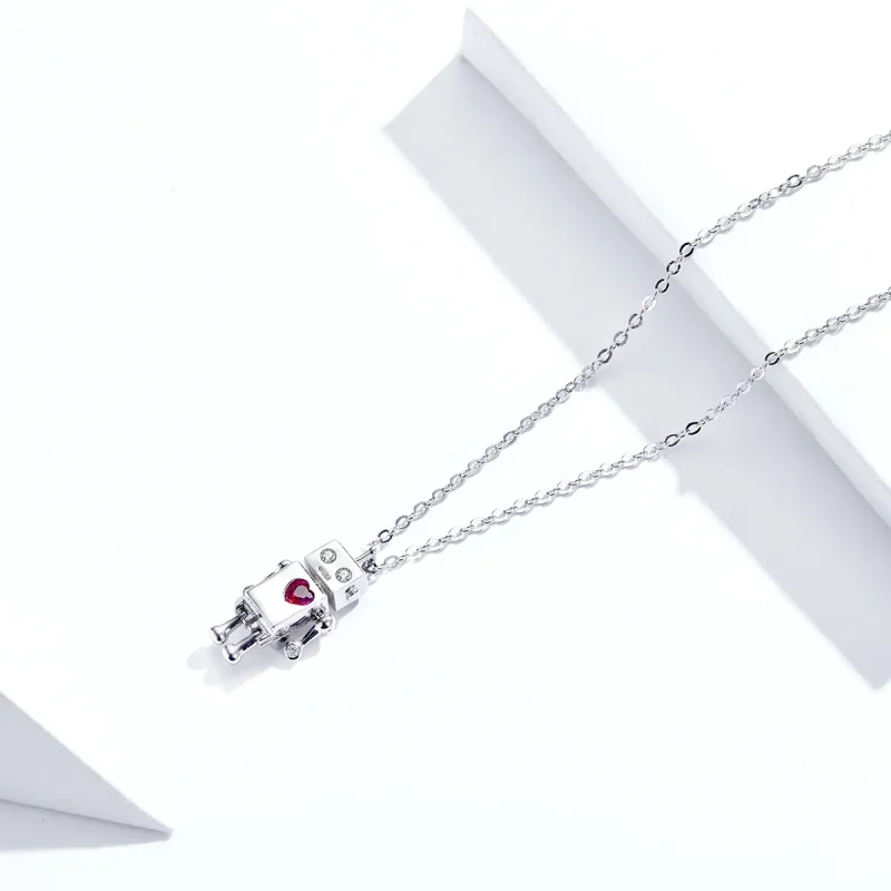 (image for) Pandora Style Silver Robot of Love Necklace - SCN388 - View 3