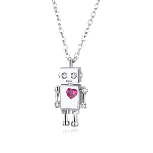(image for) Pandora Style Silver Robot of Love Necklace - SCN388