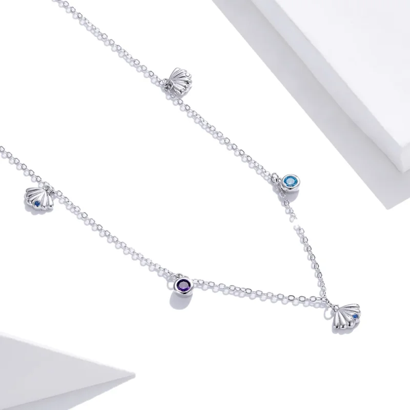 (image for) Pandora Style Silver Seashell Pendant Necklace - SCN454 - View 3