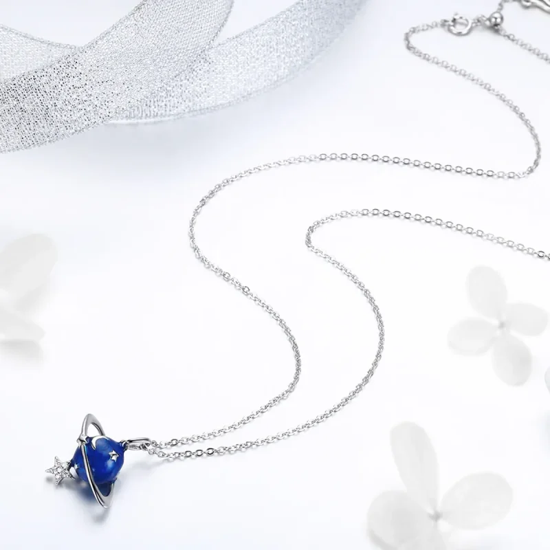 (image for) Pandora Style Silver Secret Planet Pendant Necklace - BSN007 - View 5