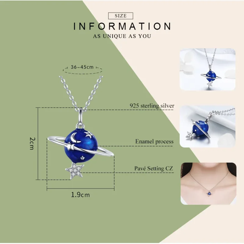 (image for) Pandora Style Silver Secret Planet Pendant Necklace - BSN007 - View 7