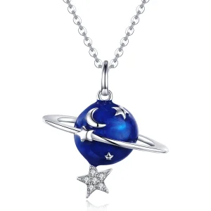 (image for) Pandora Style Silver Secret Planet Pendant Necklace - BSN007