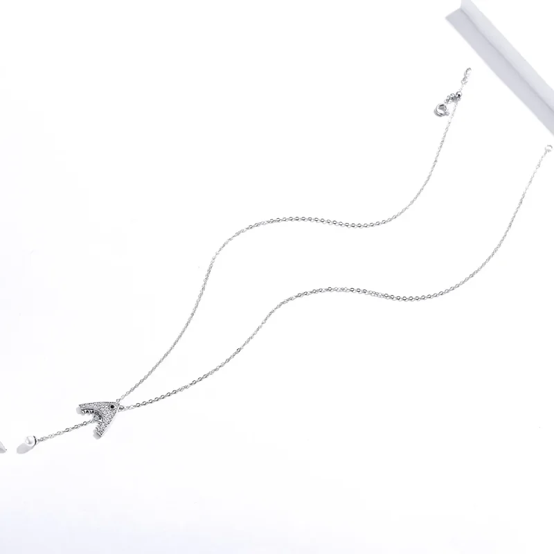 (image for) Pandora Style Silver Shark Necklace - SCN369 - View 2
