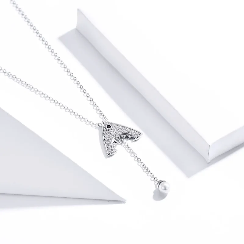 (image for) Pandora Style Silver Shark Necklace - SCN369 - View 4