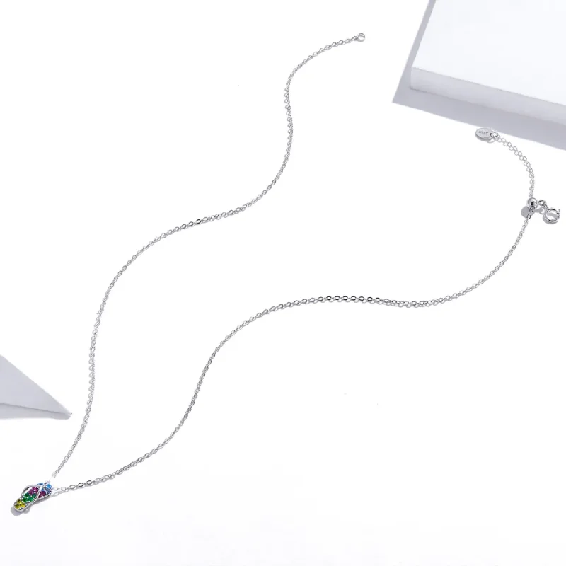 (image for) Pandora Style Silver Shiny Flip Flops Necklace - SCN408 - View 4