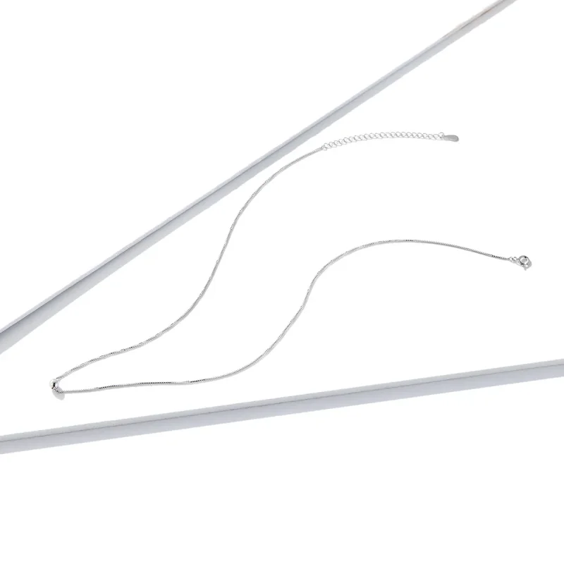 (image for) Pandora Style Silver Simple Bean Pendant Necklace - BSN097 - View 4