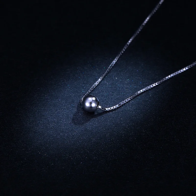 (image for) Pandora Style Silver Simple Bean Pendant Necklace - BSN097 - View 5