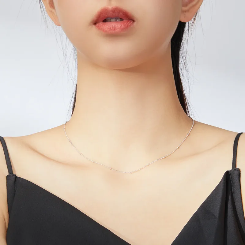 (image for) Pandora Style Silver Small Balls Basic Chain Necklaces Chain - SCN391 - View 5
