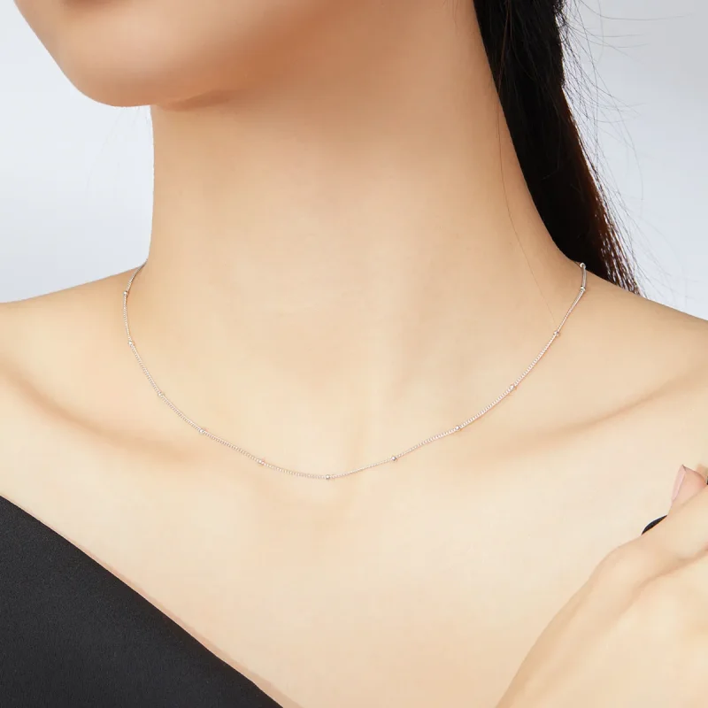 (image for) Pandora Style Silver Small Balls Basic Chain Necklaces Chain - SCN391 - View 7
