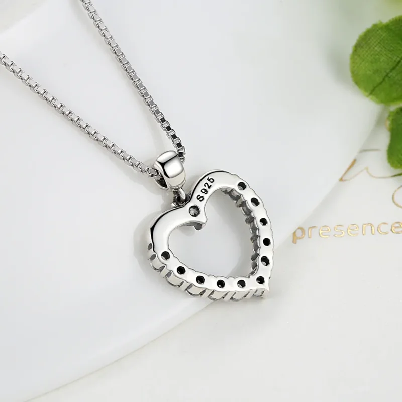 (image for) Pandora Style Silver Sparkle Heart Necklace - SCN025 - View 6
