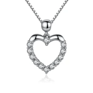 Pandora Style Silver Sparkle Heart Necklace - SCN025 (image for) Pandora Style Silver Sparkle Heart Necklace - SCN025