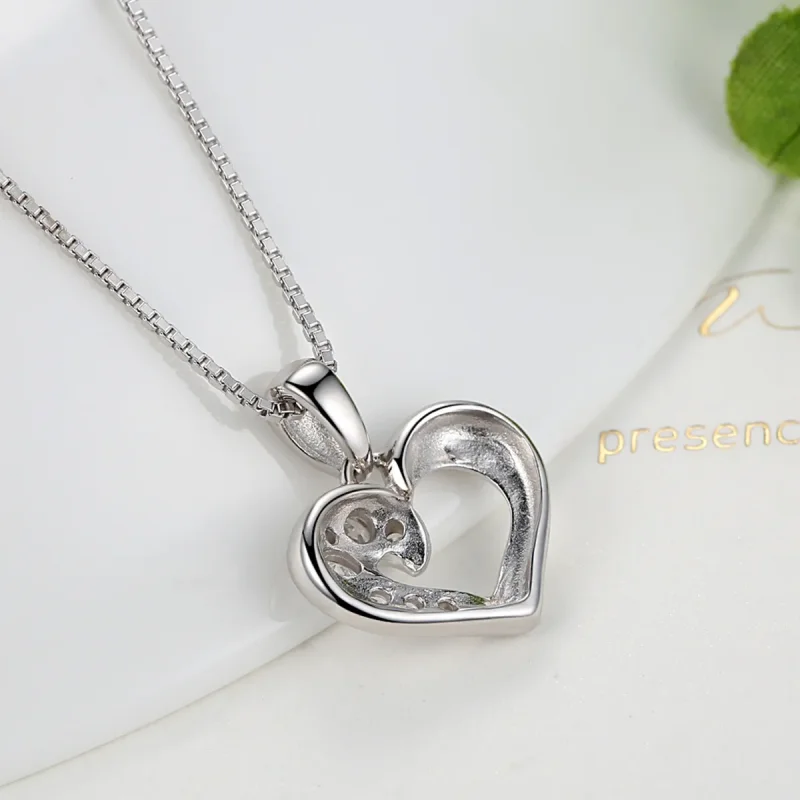 (image for) Pandora Style Silver Sparkle Heart Necklace - SCN028 - View 6